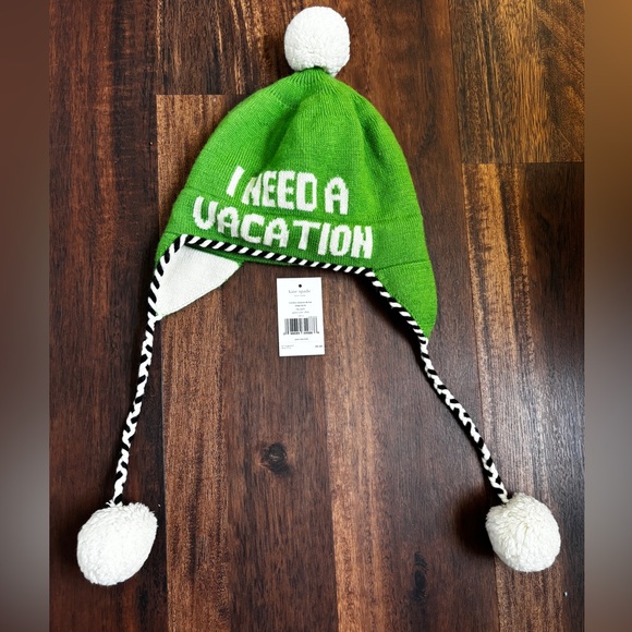 EUC Kate Spade I Need A Vacation Ski Hat Big Apple Green - Picture 1 of 5